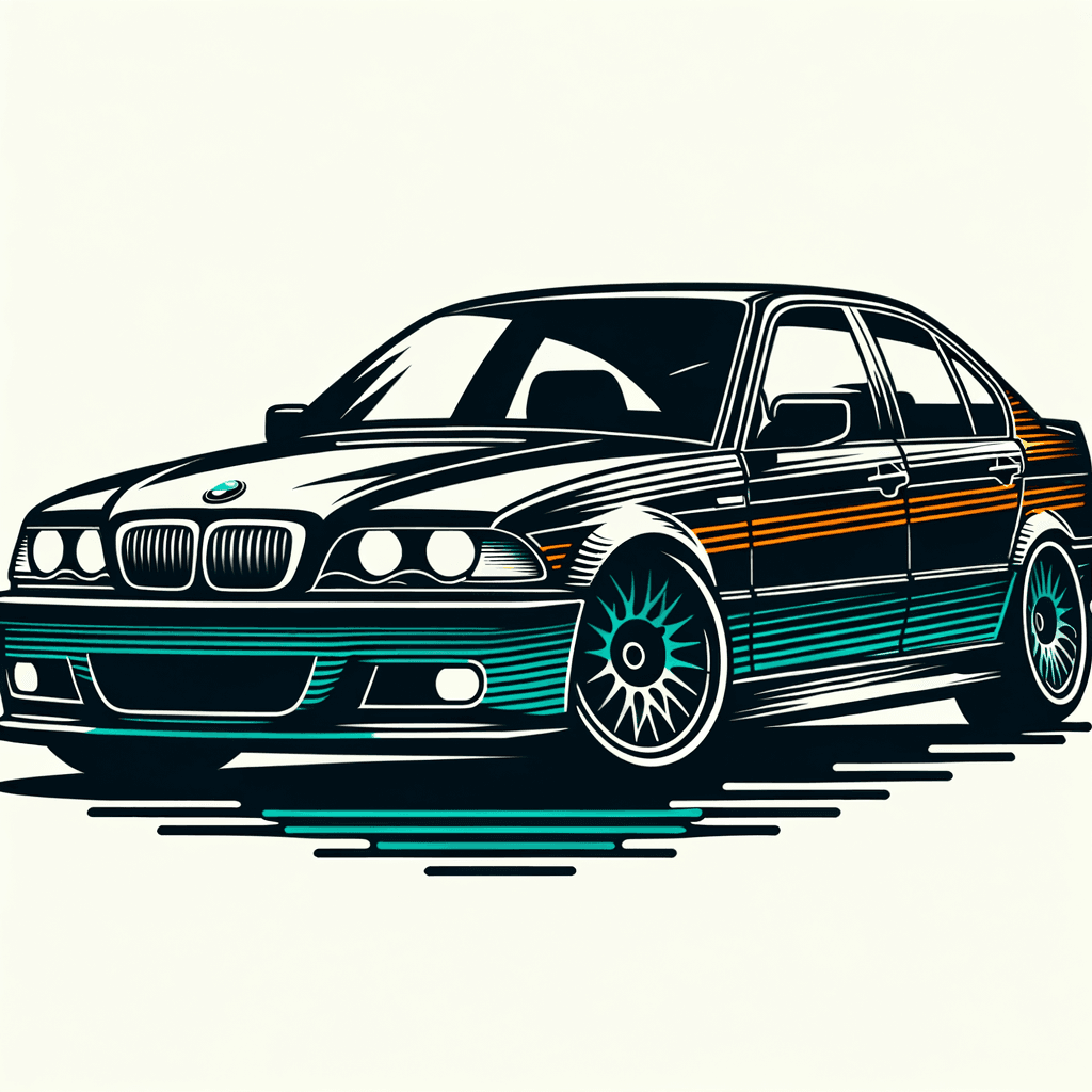 E46 line art in retro style